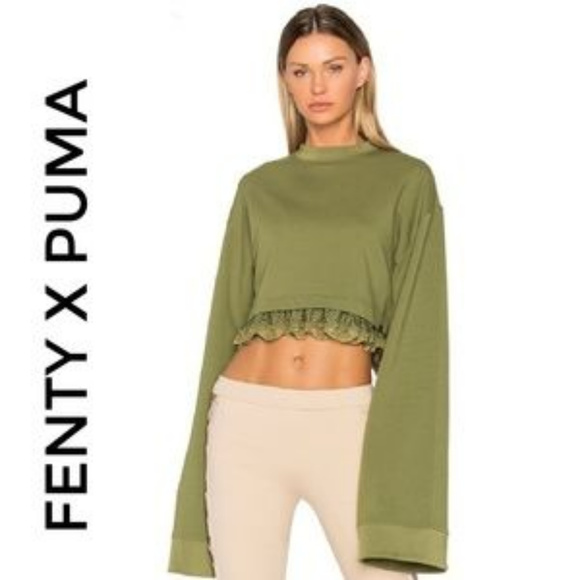 Puma Sweaters - PRICE DROP NWT FENTY PUMA olive cropped sweater